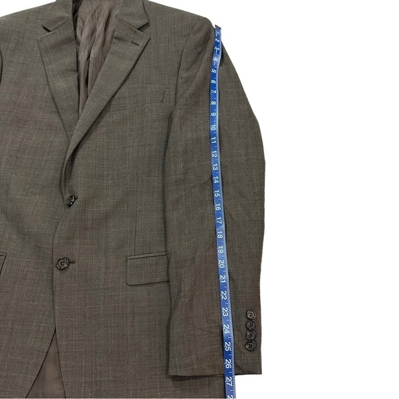 Ralph Lauren Brown Crosshatch Pattern 2-Button 100% Wool Suit Jacket Sz 42L Coat - Picture 12 of 12